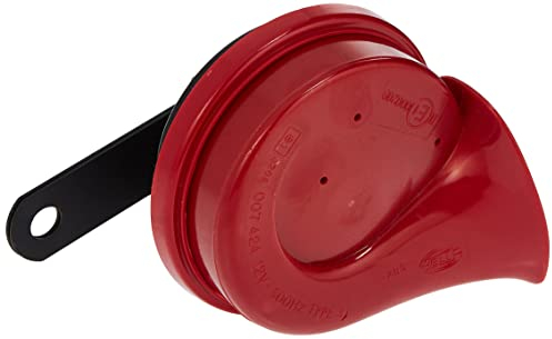 HELLA 007424011 Hupe, Hochton-Horn, mit Halterung, 12 V, 500 Hz (Universelle Passform), Rot