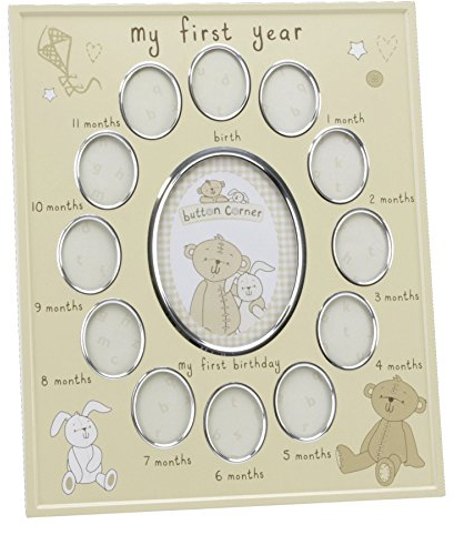 Button Corner Aluminium-Bilderrahmen My First Year für Neugeborenes Baby CG784