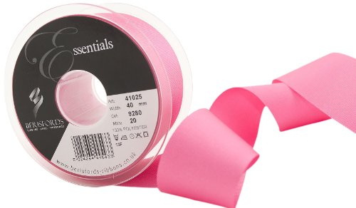 Berisfords 41025 20 m x 40 mm Polyester Grosgrain Ribbon, Shocking Pink