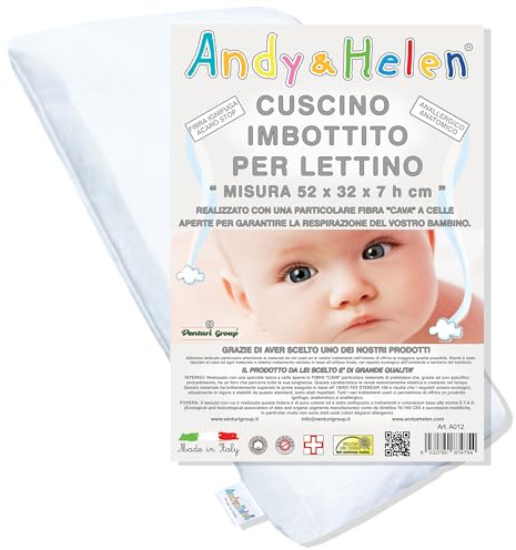 ANDY & HELEN® - A012 Cuscino Imbottito per Lettino - 52x32x7 h