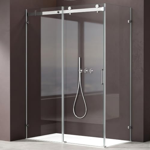 doporro Cabine de Douche Rectangulaire 90x130x195cm Pare Douche | Paroi de Douche, Verre Transparent de 8mm, Montage Réversible, Ravenna17-2k