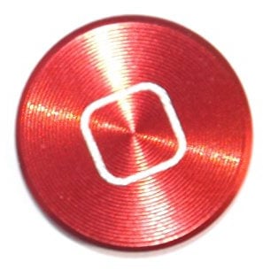 Coloured Metal i Phone 6 5s 5c 5 4 3 home Button Stickers, i phone home button stickers decals, i pad, i pod i phone accessories (Red Square)