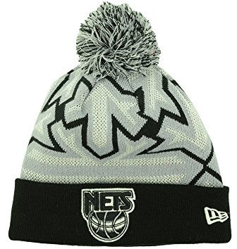 Brooklyn Nets, schwarzen glowflake Beanie Hat mit Pom – NBA Glow in Dark Cuffed Winter Knit Toque Gap