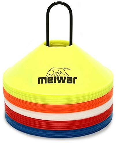 meiwar Fussball Hütchen - Markierungshütchen Set für Fußball Training | 50er Set oder 20er Set