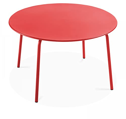 Oviala Gartentisch, rund, Stahl, Rot, 120 x 72 cm – Palavas
