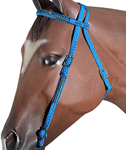 HILASON Türkis Pferdehalfter Halfter Flach Geflochten Paracord Kristall | für Pferde Western Halfter