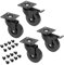 Emuca - Set di 4 rotelle pivotanti per mobile Ø75mm con piastra di assemblaggio e cuscinetti a sfere, ruote girevoli in gomma colore nero.