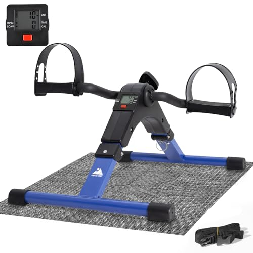 EVOLAND Pedaltrainer Arm- und Beinpedalmaschine, Faltbarer Mini-Heimtrainer Sit-Down-Übung Fitness mit LCD-Display für Home Office Workout, Blau