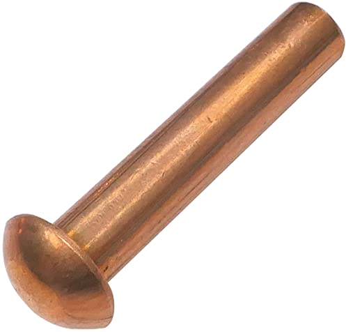 AERZETIX - C48040 - Satz von 10 Nieten aus kupfer - kupfernieten Ø5x25mm mit halbrundkopf - halbrundnieten - halbrundkopfniete - vollniet - DIN 660 - montage von teilen aus metall