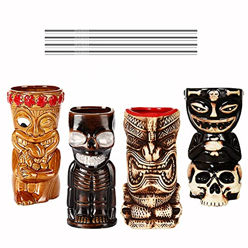 Verres en céramique Tiki Verres de Bar Tiki colorés pour Un Cocktail Décoration de fête de Style Tiki pour Cocktail Idéal pour Le Bar, Les soirées à thème Tiki, Les fêtes d'halloween.,A7