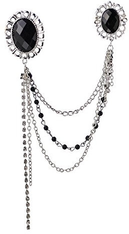 Tiuimk Broche Vintage en Alliage Noir Diamant Art Déco avec Chaîne Noir Femme Femme