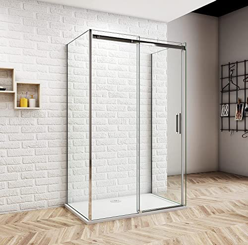 Acezanble Duschabtrennung 140x90x90cm Duschkabine U-FORM U-Kabine Dusche 6mm glas Duschtür H195cm