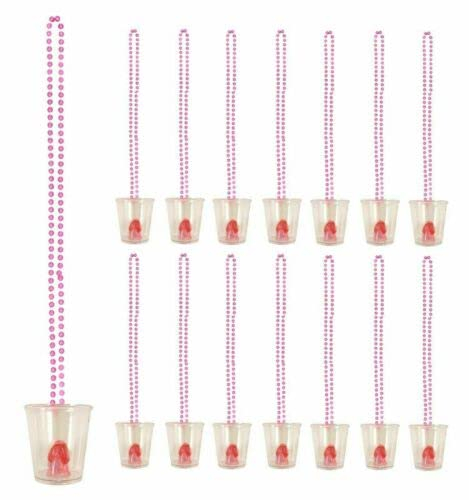 Hen Night Accessories 10 Hen Party Shot Glasses Shot Glass with Beaded Necklace
