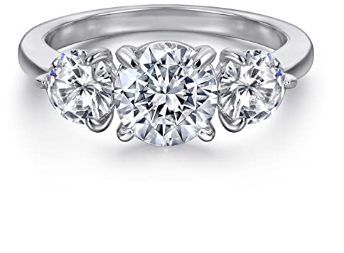 Skcess Ehering Sterlingsilber, Ringe Frauen Silber 3 Zirkone Verlobungsringe Größe 60 (19.1)