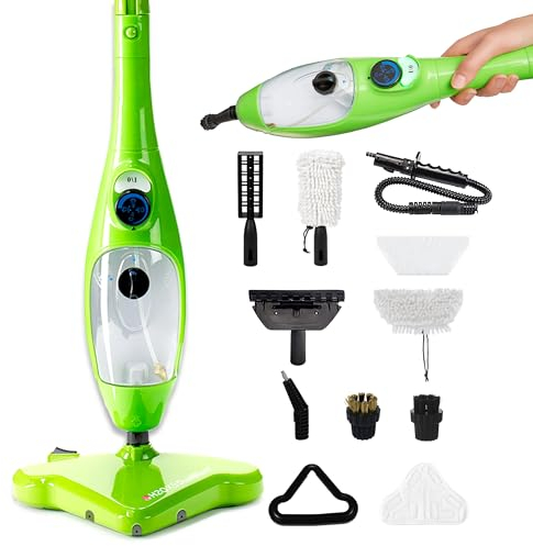 H2O X5 - Mopa de vapor 5 en 1 DualBlast y limpiador de vapor de mano para suelos de azulejos de cocina, vaporizador de pisos, suelos de madera dura, limpiador de lechada, limpiador de tapicería y