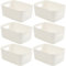 SA Products Set of 6 Storage Box | White Storage Boxes With Handle | Rectangular Plastic Storage Baskets | Stylish Cupboard Organiser For Kitchen, Home, Office and Bathroom (White)
