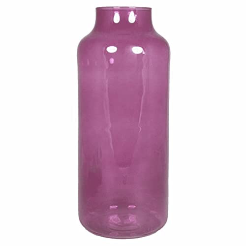 innaGLAS Vase à Fleurs en Verre Siara, Rose Fuchsia-Transparent, 35 cm, Ø 15 cm - Vase de Table