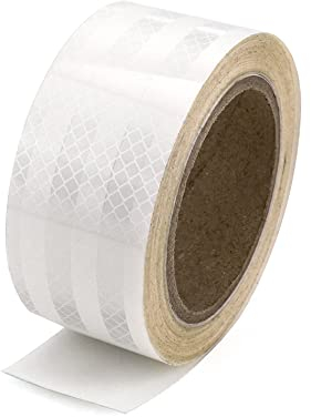 QWORK® Nastro Riflettente Adesivo - 5cm x 10m - Catarifrangente Adesivo ad Alta Visibilità per Automobili, Veicoli e Trattori (Bianco)