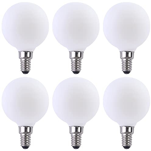 NCC-Licht 6x LED Lampe G60 Globe E14 4W 350lm Warmweiß 2700K | LED Leuchtmittel aus satiniertem Glas, gemütliches Licht ideal für Wohnbereiche und Deko