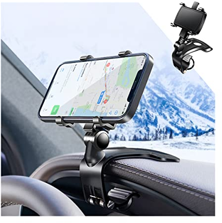 CGEAMDY Support Telephone Voiture, Support de Téléphone Multifonction pour Tableau de Bord de Voiture Automobile, Clip à Ressort réglable Rotatif à 1400° pour Les Smartphones de 3 à 7 Pouces