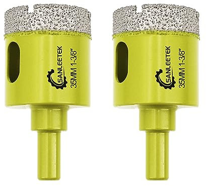 Foret Diamant Carrelage 35mm 2Pièces Scie Cloche Diamant avec Tige Ronde pour Céramique Porcelaine Marbre Granit Quartz SANLEETEK