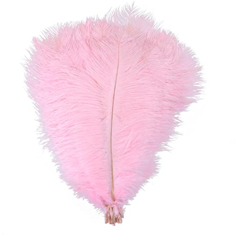 10 Stück Natürliche Straußenfeder Deko, MoreChioce 10 Zoll–12 Zoll (25cm–30cm) Straußenfedern Weiche Straußenfeder Dekorationen für Hochzeit Party Fest Tischdekoration Herzstück Ornamente,Hell-Pink