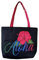 Aloha Designs Große Aloha Strandtasche Tote Schulter Windel Gym Hawaii Reisetasche, Pooltasche, Übernachtungstasche, Handgepäck & Einkaufstasche mit Aloha-Aufkleber, Schwarz