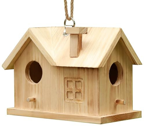 Casetta per uccelli da appendere all'aperto – Casetta per uccelli in legno grezzo da dipingere – luogo caldo riparato per piccoli uccelli Bluebird House- facile da pulire