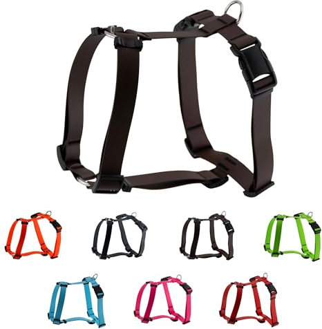 LENNIE Biothane Geschirr für Hunde, wasserdicht, verstellbar, H-Geschirr, Hundegeschirr, Führgeschirr, Größe L, Dunkelbraun