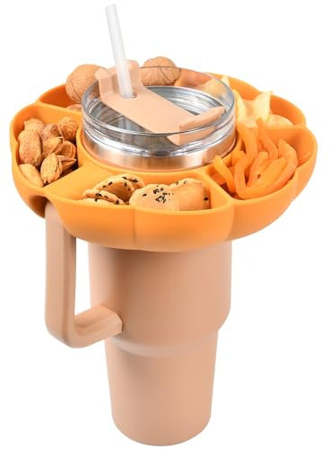 Bowl for Stanley Cup 40 oz Tumbler, Quencher Snack Tray With Handle, Reusable Silicone Holder, Storage Top Ring, Candy Tray for Kids and Adults