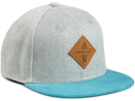 Soulbuddy Kinder Cap – Unisex Kinderkappe – Schirmmütze für Jungen & Mädchen – Trendiger Sonnenhut für Outdoor & Freizeit Grau-Petrol – Größe S