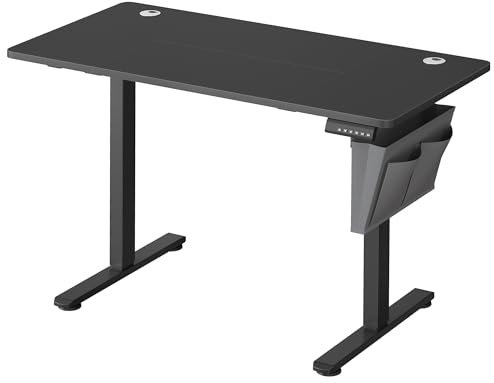 VASAGLE Electric Standing Desk, Height Adjustable Desk, 60 x 120 x (72-120) cm, 4 Memory Heights, Storage Pocket, for Home Office, Study, Ink Black LSD132B02