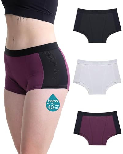 Neione Periodenunterschwäsche Starke Blutung Fasst 5 Tampons Unterhosen Damen Baumwolle Boxershort Perioden Slip Große Größen 3er Pack Spectrum XXL
