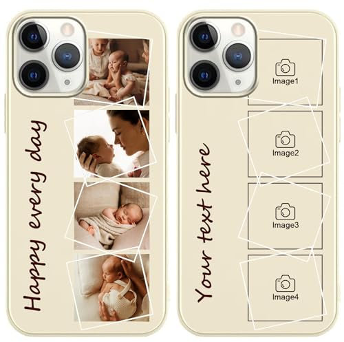 Personalisierte Handyhülle für iPhone 15,Personalisiert Hülle mit Eigenem Foto Bedrucken Bild Text Selbst Gestaltet Schutzhülle, Beige Silikon Stoßfest Individuelle Custom Case