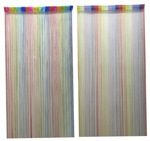 DAGLLGEW TüRvorhang Perlenvorhang Fadenvorhang Balkontür TüRvorhäNge Gegen Fliegen Regenbogenvorhang leichtes TerrassentüR Vorhang glänzendes Türperlen Fliegenschnur TüRvorhang Perlen Style1