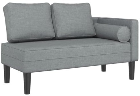 vidaXL Chaiselongue, Indoor Lounge Sofa mit Kissen, Gepolsterte Recamiere für Wohnzimmer Schlafzimmer Büro, Relaxliege Couch, Hellgrau Stoff