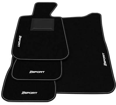 Fußmatten kompatibel mit BMW Serie 3 E30 Cabrio 1986-1993, Sport Stickerei, maßgeschneidertes Auto-Fußmatten-Set, Teppich Set