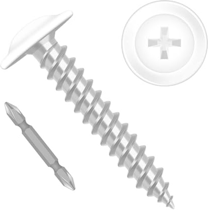 Etauwe Lot de 100 vis autotaraudeuses rapides à tête bombée de 3,8 cm, vis à bois en alliage d'acier, tête blanche, filetage complet, embout de tournevis inclus