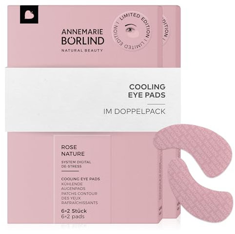 ANNEMARIE BÖRLIND ROSE NATURE Augenpads mit Kühlendem-Effekt (6 x 2 Stk.) im Doppelpack - Erholte, Belebte & Strahlende Augenpartie, Verringert Auswirkungen von Blue Light, Vegan