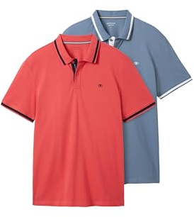 Tom Tailor Poloshirts im Doppelpack, Soft Berry red, S