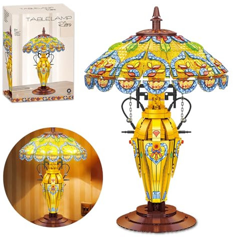 Desk Lamp Building Blocks Set. Art Deco Lamp Bedroom Bamps Retro Model Kit for LED And USB, An Art Deco Bamp and Building Bets for Christmas Birthday Halloween New Year Dresses for Boys and Girls