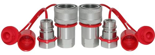 Hydraulische Schnellkupplung für Traktoren, 1,27 cm NPT AG, mit roten Staubkappen, Kugelhahn, Pioneer Typ ISO 5675, hydraulische Schnellkupplung