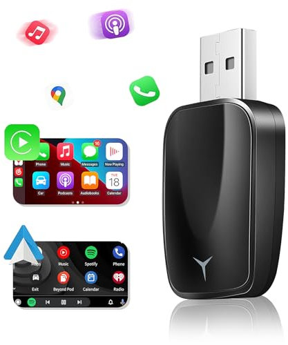Adaptador Inalámbrico Car-Play, Euakee El Adaptador Inalámbrico Car-Play más Pequeño y Rápido Easy Plug & Play Convierte CarPlay con Cable en Car-Play Dongle Inalámbrico para Automóviles