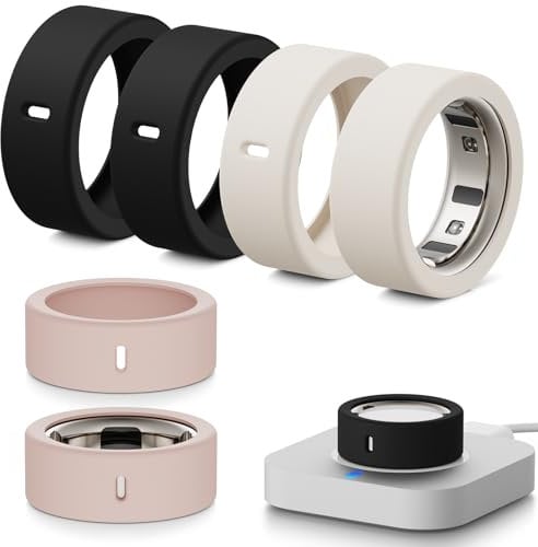 Hexasider 6 Pcs Ring Cover Compatible with Oura Ring 4/Oura Ring Gen3/Ultrahuman Ring, Soft Silicone Anti-Scratch Case for Oura Ring Protector for Women Men (M for 8/9/10/11)