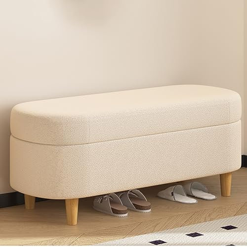 Entryway Bench With Storage, End Of Bed Bench,Storage Bench,Shoe Storage Entryway,Entryway Shoe Storage,Chest Storage,Large End Of Bed Bench,Ottoman Bench,Flipping Lid Entryway Footrest(Cream white,L3