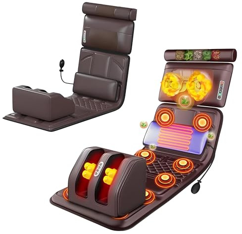 SIYACO 2026 Electric Shiatsu Massage Heating Mat – Foldable Full Body Massage Mat | Shiatsu Neck and Back Massager, Massage Chair Pad Style Vibrating Heating Pad for Head, Neck, Back, Waist & Legs