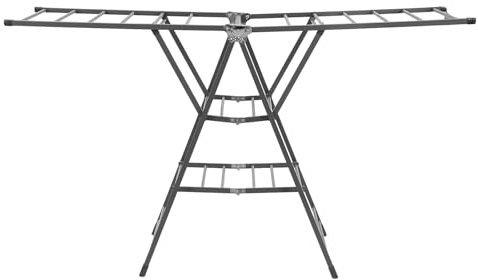 GWOalseO Resistente essiccatore da parete a 3 livelli, altezza regolabile, capacità di 80 kg, design pieghevole, ideale per vestiti, finitura grigia moderna