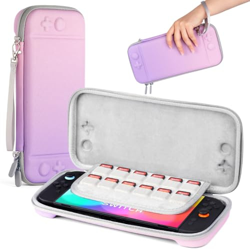 URAQT Custodia per Switch 2, Custodia per Nintendo Switch 2, Custodias Rigida per Switch 2, con guscio esterno rigido e interno morbido, Custodias da Viaggio per Switchs 2 Console e Accessori, viola