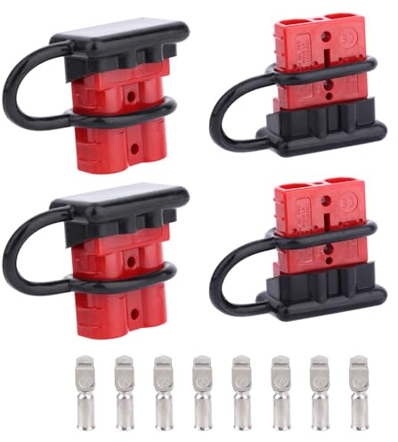Penitue 4 Stück Steckverbinder, 50A 12V bis 36V Batterie Anschluss und Trenn Steckverbinder Set für 6 bis 12 AWG Kabel für Auto Motorrad ATV Winden Aufzüge Motoren und Mehr (Rot)