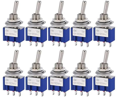 Hailege 10 Stücke MTS-102 SPDT Kippschalter AN/AN 3 Pins 2 Position AC 125V/6A MTS102 Kippschalter